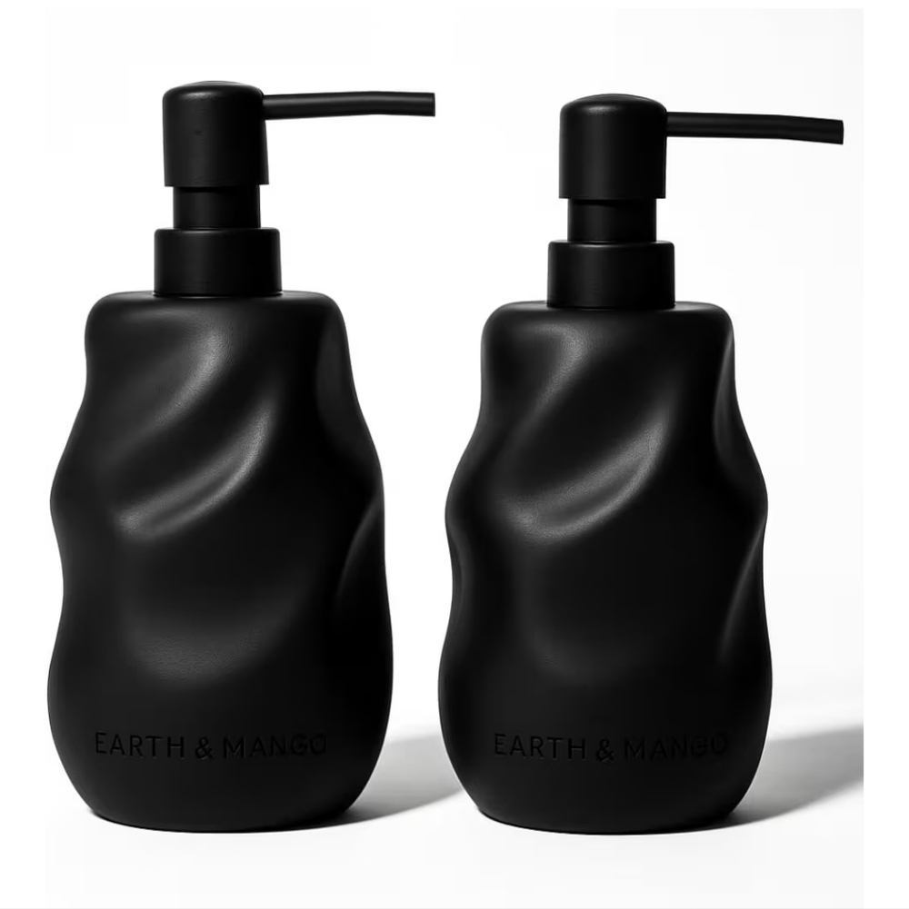 Earth & Mango Concrete Dish & Hand Soap Dispensers - Onyx Black